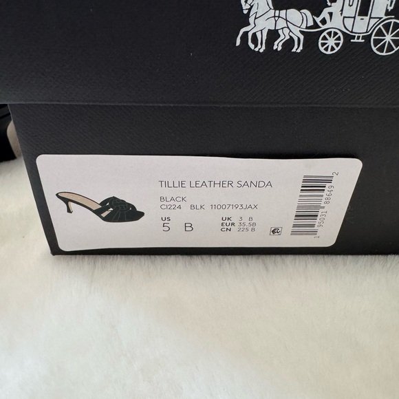 Coach Tillie Black Leather Heeled Slides Size 5 - Picture 3 of 6